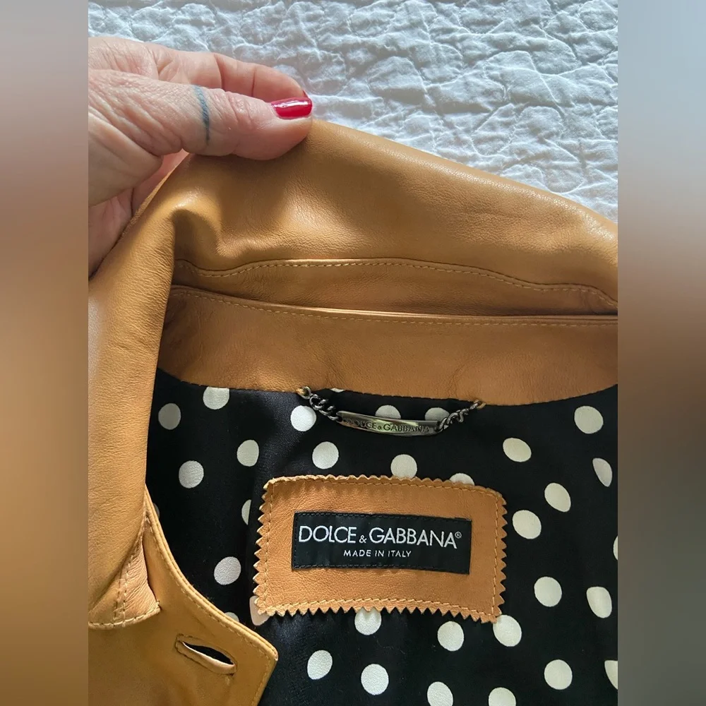 Dolce&Gabbana Tan Leather Bomber Jacket Size 40 - Picture 9 of 12